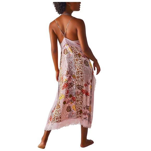 NWT SZ SM Free People Intimates ‘Right Now’ Midi Slip Dress in “BLUSH COMBO”💕 - Picture 3 of 3